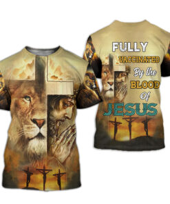 Jesus And Lion Fully Vaccinated By The Blood Of Jesus Hoodies QFKH110501