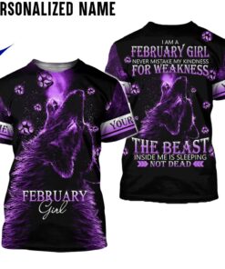 Personalized Name February Girl 3D All Over Printed Clothes DHLN190402