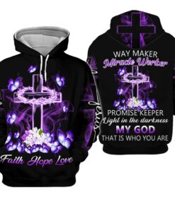 Cross Light Way Maker Miracle Worker Jesus 3D All Over Printed Clothes UKHM130503