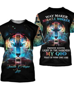 Lion Cross Light Way Maker Miracle Worker 3D All Over Printed Clothes UKHY270401
