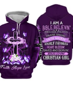 I Am A Bible Believe Cross Butterfly Jesus 3D All Over Printed Clothes UKHM140502
