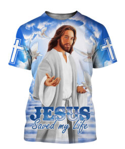 Jesus Saved My Life Jesus Portrait 3D All Over Printed Clothes UKMM180501