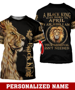Personalized Name Black King Was Born in April Lion 3D All Over Printed Clothes DHLL080905