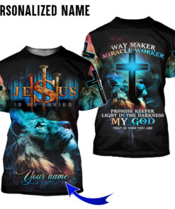 Personalized Name Lion Cross Light Way Maker Miracle Worker 3D All Over Print Clothes QFMM280401