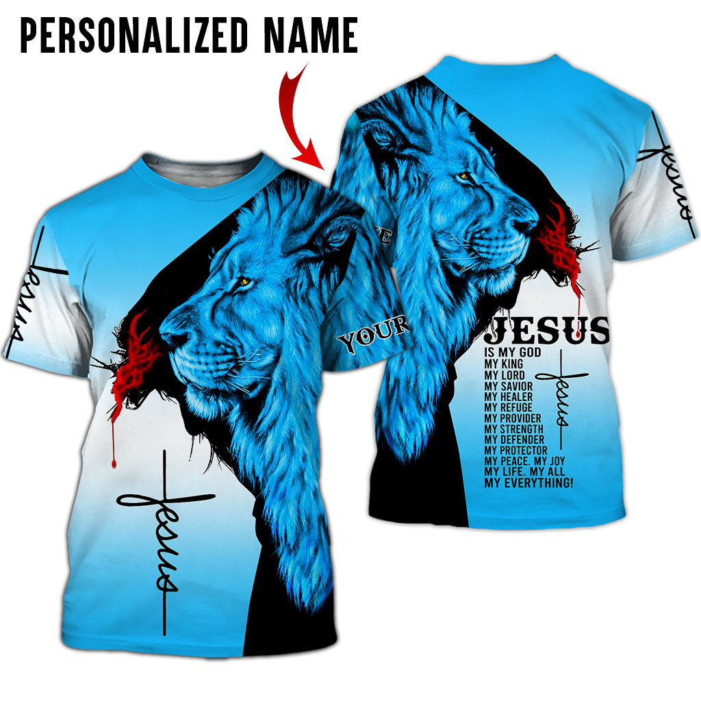 Personalized Name Jesus And Lion Jesus Is My God – My King – My Lord 3D ...