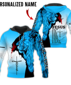Personalized Name Jesus And Lion Jesus Is My God - My King - My Lord 3D All Over Printed Clothes QFAA090502