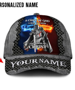 Personalized Name A Child Of God A Man Of Faith A Warrior Of Christ, Jesus Cap HXDT040502