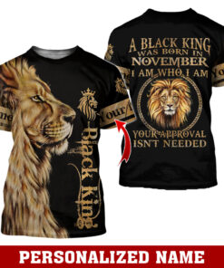 Personalized Name Black King Was Born in November Lion 3D All Over Printed Clothes DHLL080912
