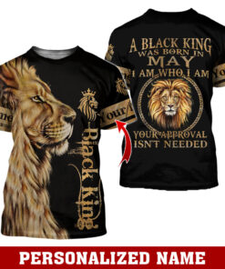 Personalized Name Black King Was Born in May Lion 3D All Over Printed Clothes DHLL080901