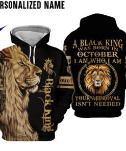 Personalized Name Black King Was Born in October Lion 3D All Over Printed Clothes DHLL080910