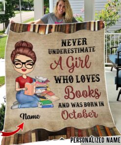 Personalized Name October Girl Fleece Blanket QFHY030311
