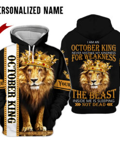 Personalized Name October Lion King 3D All Over Printed Clothes NQMA290122