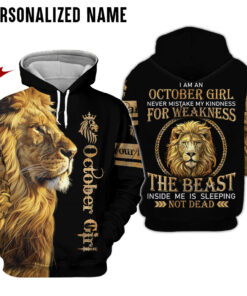 Personalized Name October Lion Girl 3D All Over Printed Clothes QFHA4290710
