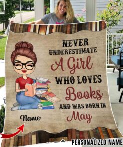 Personalized Name May Girl Fleece Blanket QFHY030306