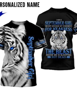 Personalized Name September Tiger Girl 3D All Over Printed Clothes DHMA010709