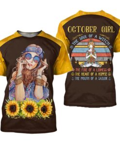 October Girl Hippie 3D All Over Printed Clothes DULL190810