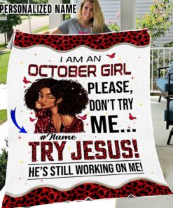 Personalized Name October Girl Fleece Blanket QFHM090310