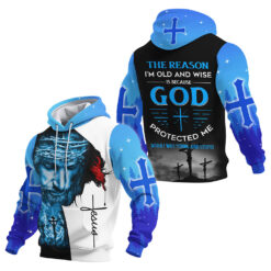 Jesus The reason I'm old and wise is because God Protected Me 3D All Over Printed Clothes UKUU241103
