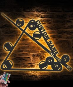 Billiards Metal Wall Art with LED Light UKAA151210