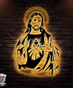 Jesus Metal Wall Art LED Light QFAA061202