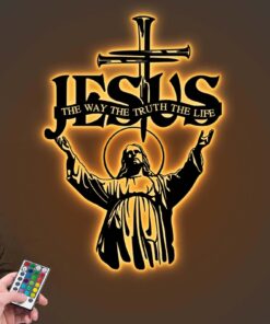 Jesus Metal Wall Art LED Lights QFHY161203