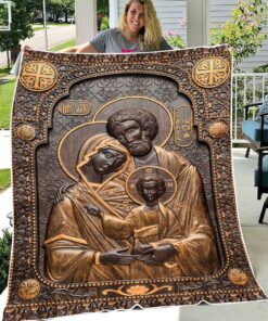 Jesus Holy Family Catholic Gift For Dad Nativity Fleece Blanket UKHA030201
