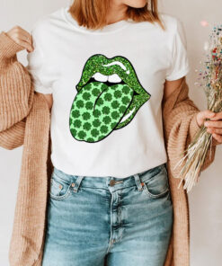 Shamrock Lips Shirt, St. Patrick's Day Shirt, Cute St Patricks Day Shirt QFUU230203
