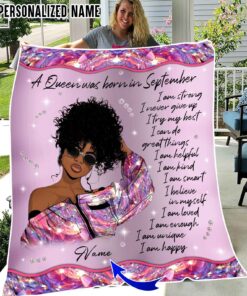 Personalized Name September Girl Fleece Blanket UKHY310309