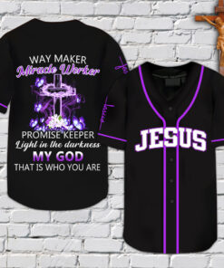 Cross Light Way Maker Miracle Worker Jesus Baseball Jersey UkUU230305