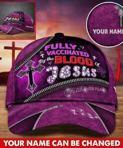 Personalized name Fully Vaccinated By The Blood Of Jesus, Jesus Cap QFTD150301