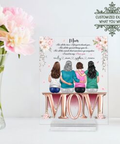 Personalized mom and daughter portrait acrylic plaque, gift for mom, birthday gift for mom, mother's day gifts, mom and daughter, son print QFTO080301