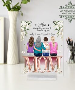Personalized mom and daughter portrait acrylic plaque, gift for mom, birthday gift for mom, mother's day gifts, mom and daughter, son print QFTO080302