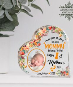Custom First Mothers Day gift Heart shape Acrylic plaque UKYY210301