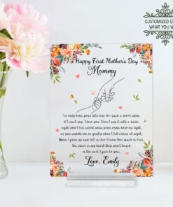 Personalized Happy First Mother's Day Acrylic Plaque, First Mothers Day Gift From Baby, Personalized Mothers Day Gift, New Mom Gift UKTO180301