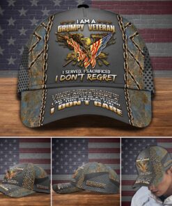 Personalized Name Veteran I Am A Grumpy Veteran Cap, Custom Veteran Cap QFHA130307