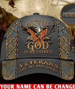 Personalized US Veteran Cap, I Took A DNA Test God Is My Father Veterans Are My Brothers, Military Eagle Cap, Custom Cap For Veterans QFHA130304