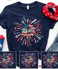 Personalized 4th of July Sunflower Shirt, Patriotic Mom, Grandma with Kid Shirt for Independence Day QFTO3260504