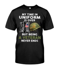 My Time In Uniform Is Over But being A Veteran Never Ends Veteran Shirt UKTD3250505