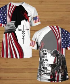 Stand For The Flag Kneel For The Cross Veteran 3D All Over Printed Clothes UKYY3070603