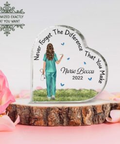 Personalized Nurse heart shape acrylic Plaque Test