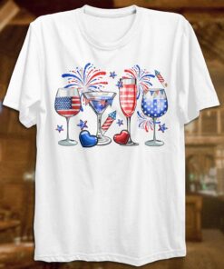 4th of July Wine Glasses Independence Day Shirt UKTO3020615
