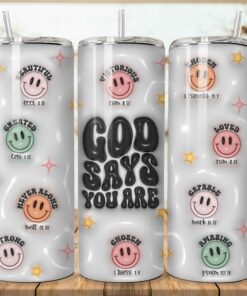 3D My God Is Inflated Tumbler , Christian Skinny Tumbler , 3D Faith Bible Verse Inflated Skinny Tumbler QFYY3210801