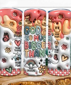 3D My God Is Inflated Tumbler , Christian Skinny Tumbler , 3D Faith Bible Verse Inflated Skinny Tumbler QFYY3210802
