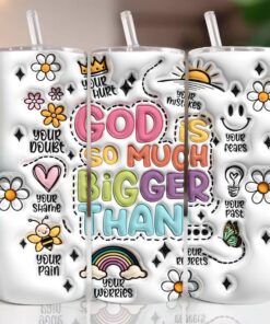 3D My God Is Inflated Tumbler , Christian Skinny Tumbler , 3D Faith Bible Verse Inflated Skinny Tumbler QFYY3210803