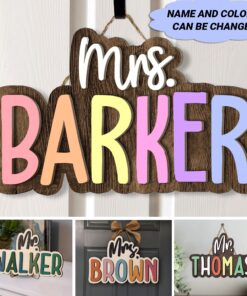 Personalized Teacher Name Door Sign, Teacher Gifts, Teacher Back To School Gift, Classroom Door Hanger, Classroom Welcome Sign UKTZ3070801