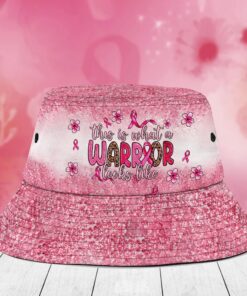 This Is What A Warrior Look Like Breast Cancer Awareness Bucket Hat, Butterfly Ribbon Bucket Hat QFTZ3300801