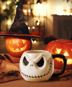 Creative Modeling Mug Halloween Skull Cup with Handle, Lidless Ceramic Cup, Funny Water Cup Mocha Cup QFYY3240801
