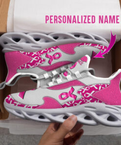 Personalized Name Breast Cancer Shoes , Ribbon Breast Cancer Sneakers QFTZ3290803