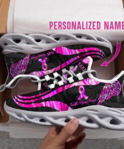 Personalized Name Breast Cancer Shoes , Ribbon Breast Cancer Sneakers QFTZ3290805