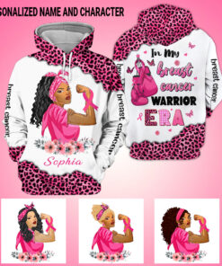Personalized Name Breast Cancer Awareness Shirt, In My Cancer Warrior Era Shirt, Cancer Shirt for Women, Breast Cancer Awareness 3D All Over Printed Clothes UKUU3170801